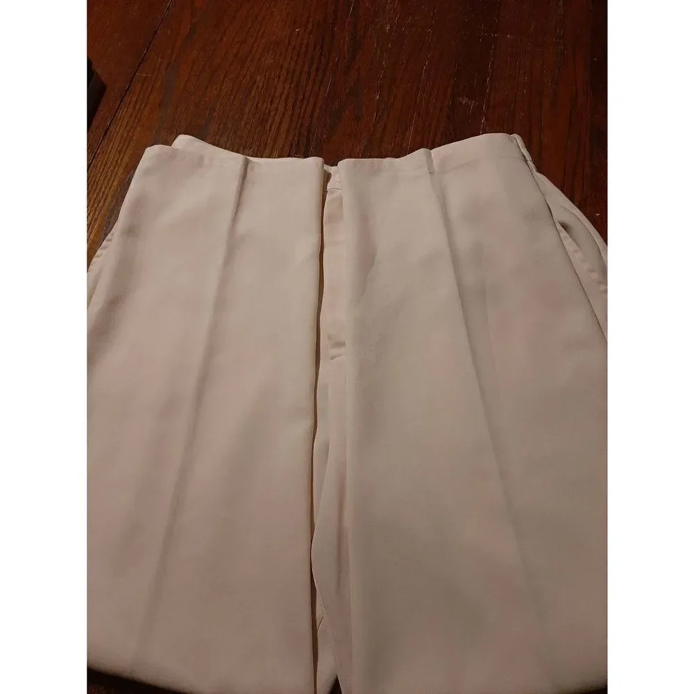 Size 14 Worthington Essential Cream Pleated Leg Rear Elastic Waist Trouser Pants